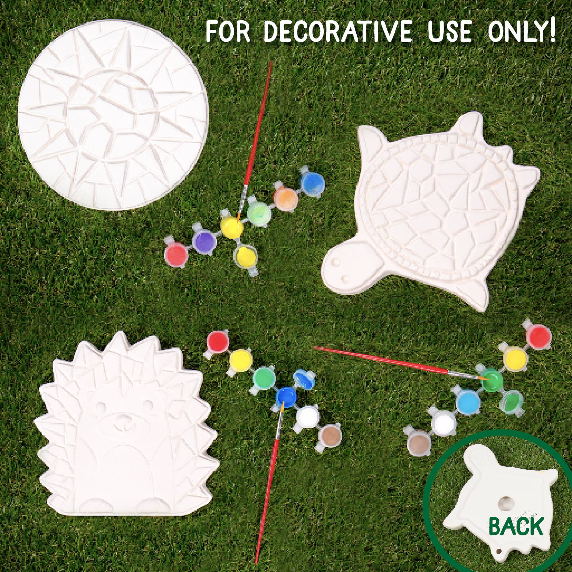 Creative Roots® Paint Your Own Stepping Stones Multipack with Turtle, Hedgehog & Sun Stepping Stones
